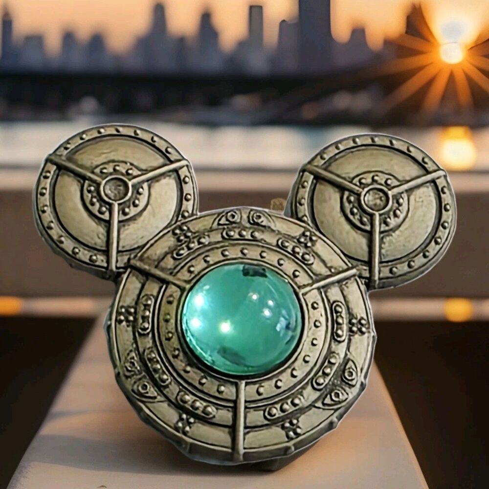 Disney Pin Mickey Mouse Icon Steampunk Green Jewel Stone Bronze Metal 94192